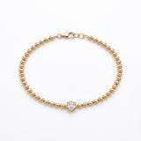 14K Gold Pear Shape Diamond Beaded Bracelet- 0.24 ct