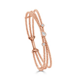 14K Gold Diamond Beaded Flexible Bangle - 0.35 CT