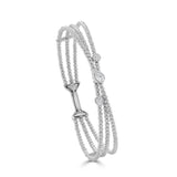 14K Gold Diamond Beaded Flexible Bangle - 0.35 CT