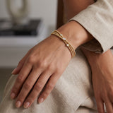 14K Gold Diamond Beaded Flexible Bangle - 0.35 CT