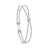 14K Gold Diamond Beaded Flexible Bangle - 0.18 CT