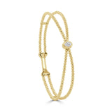 14K Gold Diamond Beaded Flexible Bangle - 0.18 CT