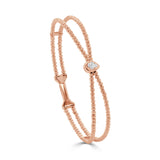 14K Gold Diamond Beaded Flexible Bangle - 0.16 CT