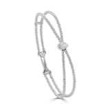 14K Gold Diamond Beaded Flexible Bangle - 0.16 CT