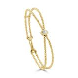 14K Gold Diamond Beaded Flexible Bangle - 0.16 CT
