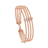 14K Gold Diamond Mix Shape Beaded Flexible Bangle - 0.45 CT