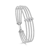 14K Gold Diamond Mix Shape Beaded Flexible Bangle - 0.45 CT