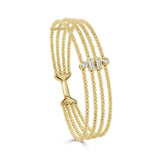 14K Gold Diamond Mix Shape Beaded Flexible Bangle - 0.45 CT