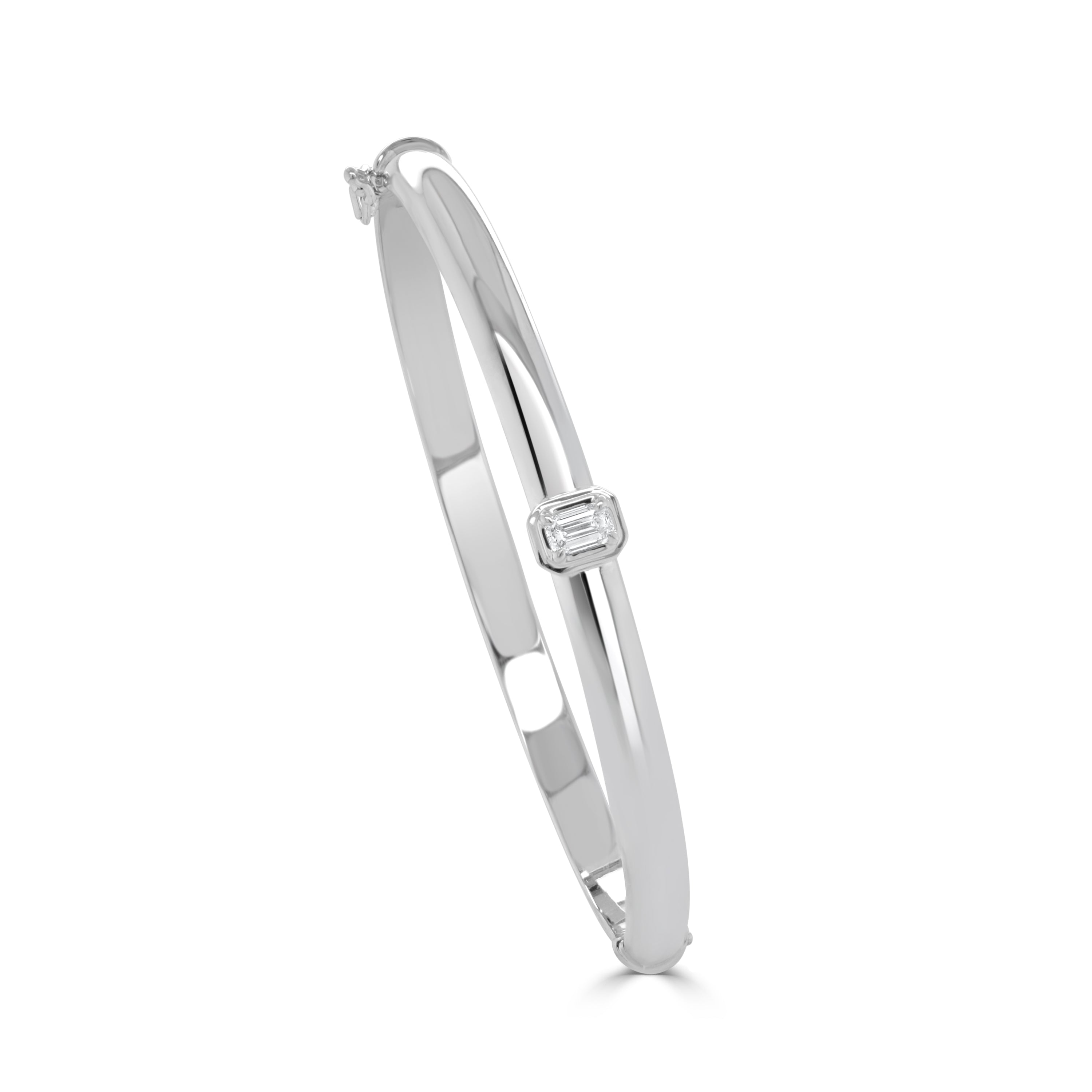 14K Gold Diamond Emerald Cut Bangle - 0.29 CT