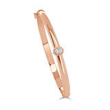 14K Gold Diamond Oval Bangle - 0.32 CT