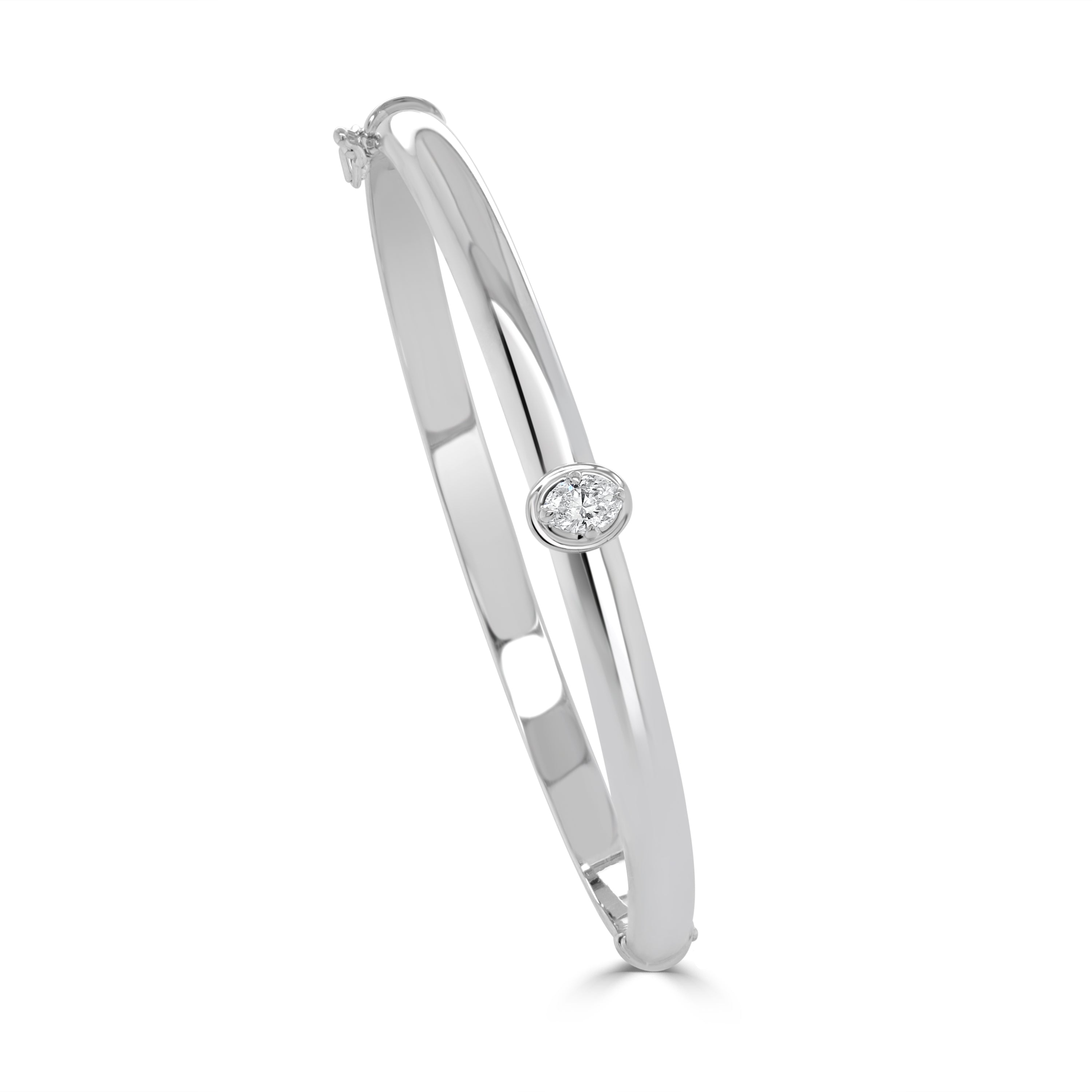 14K Gold Diamond Oval Bangle - 0.32 CT