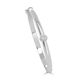 14K Gold Diamond Oval Bangle - 0.32 CT