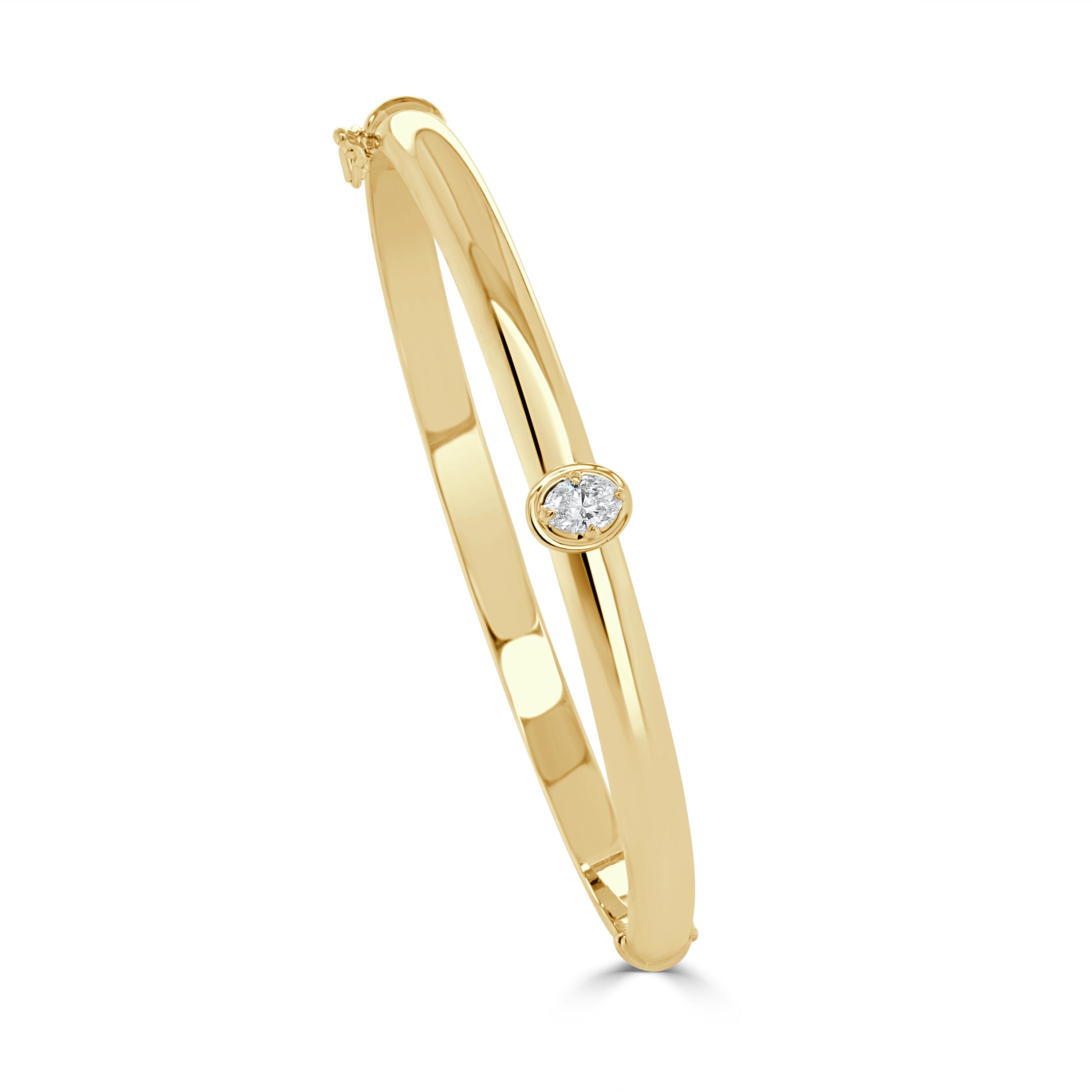 14K Gold Diamond Oval Bangle - 0.32 CT