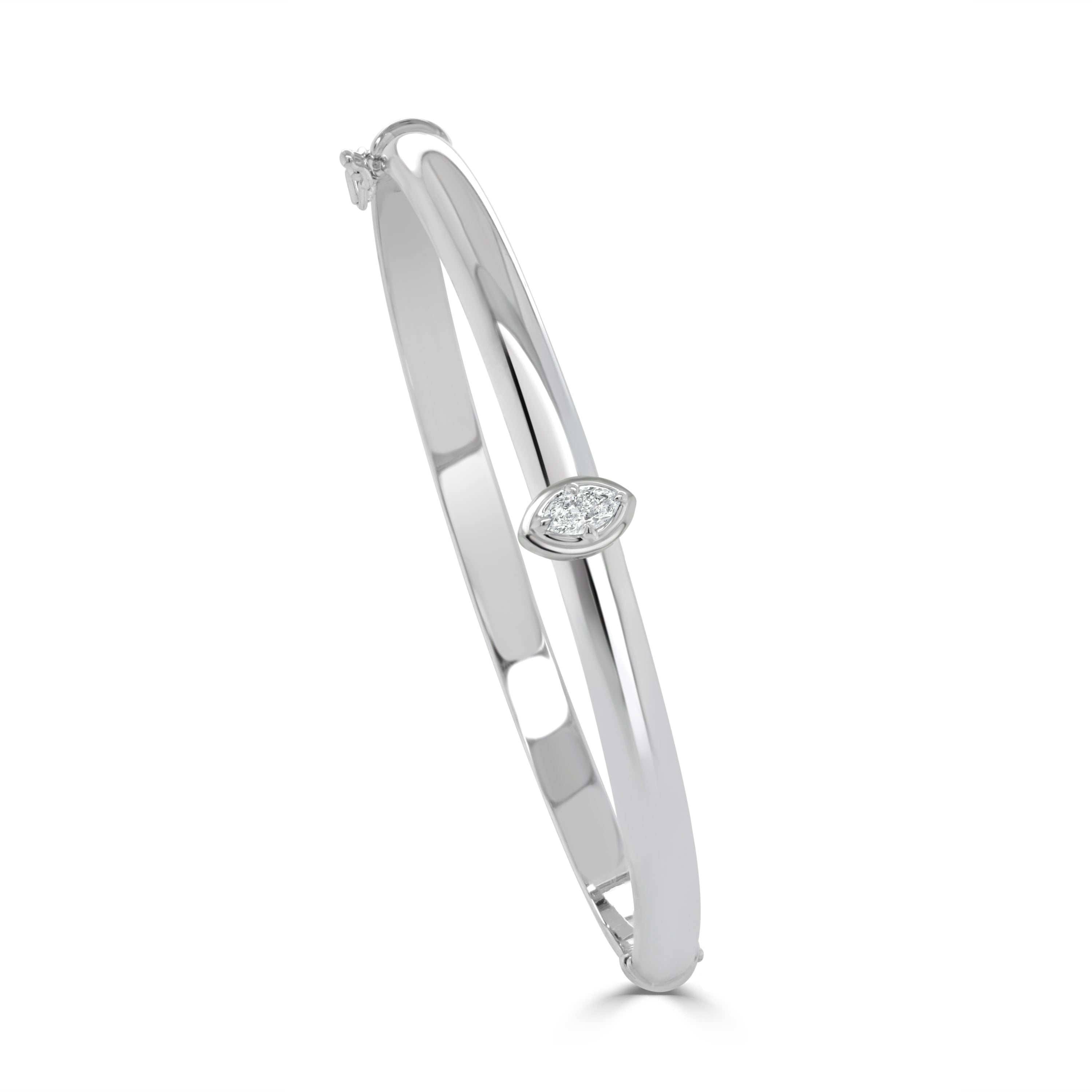 14K Gold Diamond Marquise Bangle - 0.23 CT