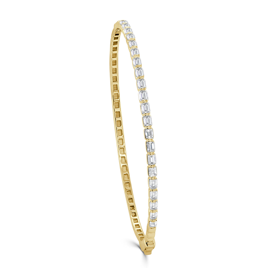 14K Gold & Emerald-Cut Diamond Bangle