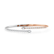 Load image into Gallery viewer, 14K Gold Emerald-Cut &amp; Round Diamond Two-Tone Bangle