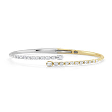 Load image into Gallery viewer, 14K Gold Two-Tone &amp; Emerald-Cut Diamond Bangle Bracelet