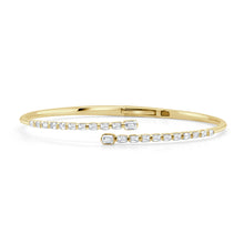 Load image into Gallery viewer, 14K Gold Two-Tone &amp; Emerald-Cut Diamond Bangle Bracelet