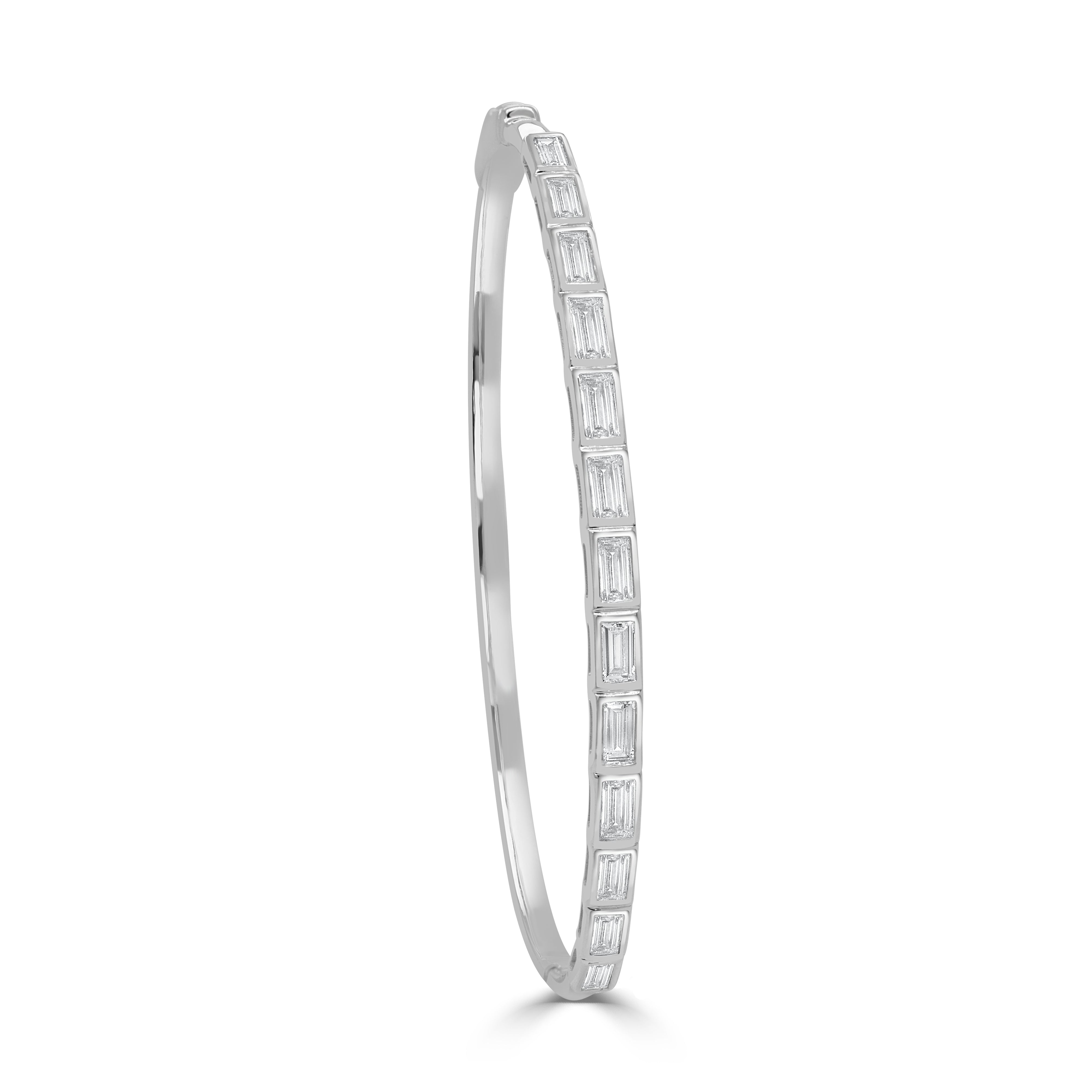 14K Gold & Diamond Baguette Bangle - 1.58ct