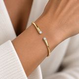 14K Gold & Oval Diamond Bangle - 0.40ct