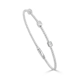 14K Gold 3 Stone Diamond Flexible Bangle - 0.45 CT