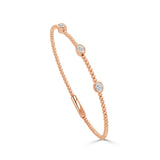 14K Gold 3 Stone Diamond Flexible Bangle - 0.45 CT