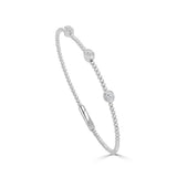 14K Gold 3 Stone Diamond Flexible Bangle - 0.45 CT