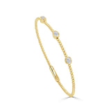 14K Gold 3 Stone Diamond Flexible Bangle - 0.45 CT