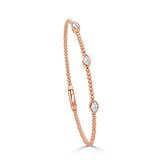 14K Gold 3 Stone Diamond Flexible Bangle - 0.45 CT