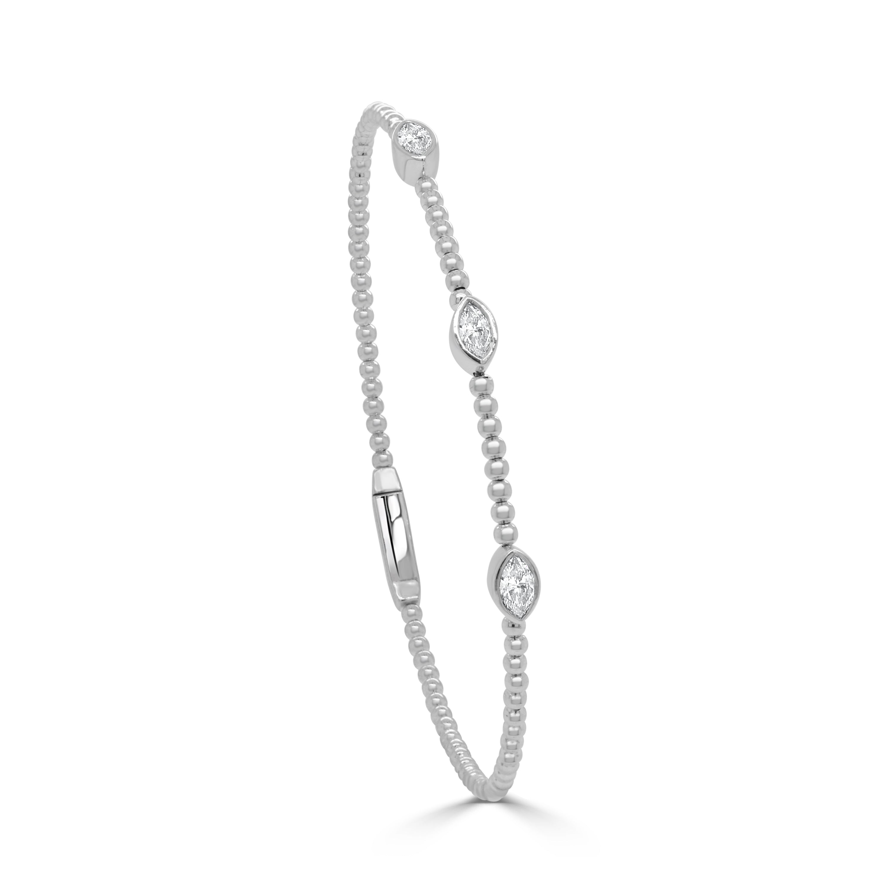 14K Gold 3 Stone Diamond Flexible Bangle - 0.45 CT