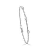 14K Gold 3 Stone Diamond Flexible Bangle - 0.45 CT