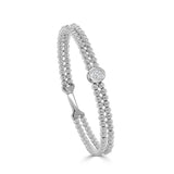 14K Gold Diamond Double Row Beaded Flexible Bangle - 0.31 CT