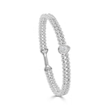 14K Gold Diamond Double Row Beaded Flexible Bangle - 0.30 CT