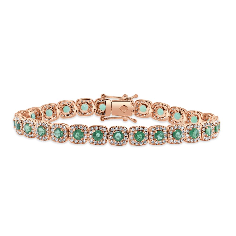 14K Gold Emerald & Diamond Bracelet