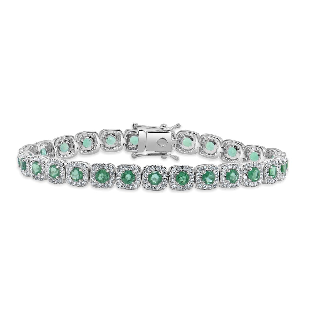 14K Gold Emerald & Diamond Bracelet