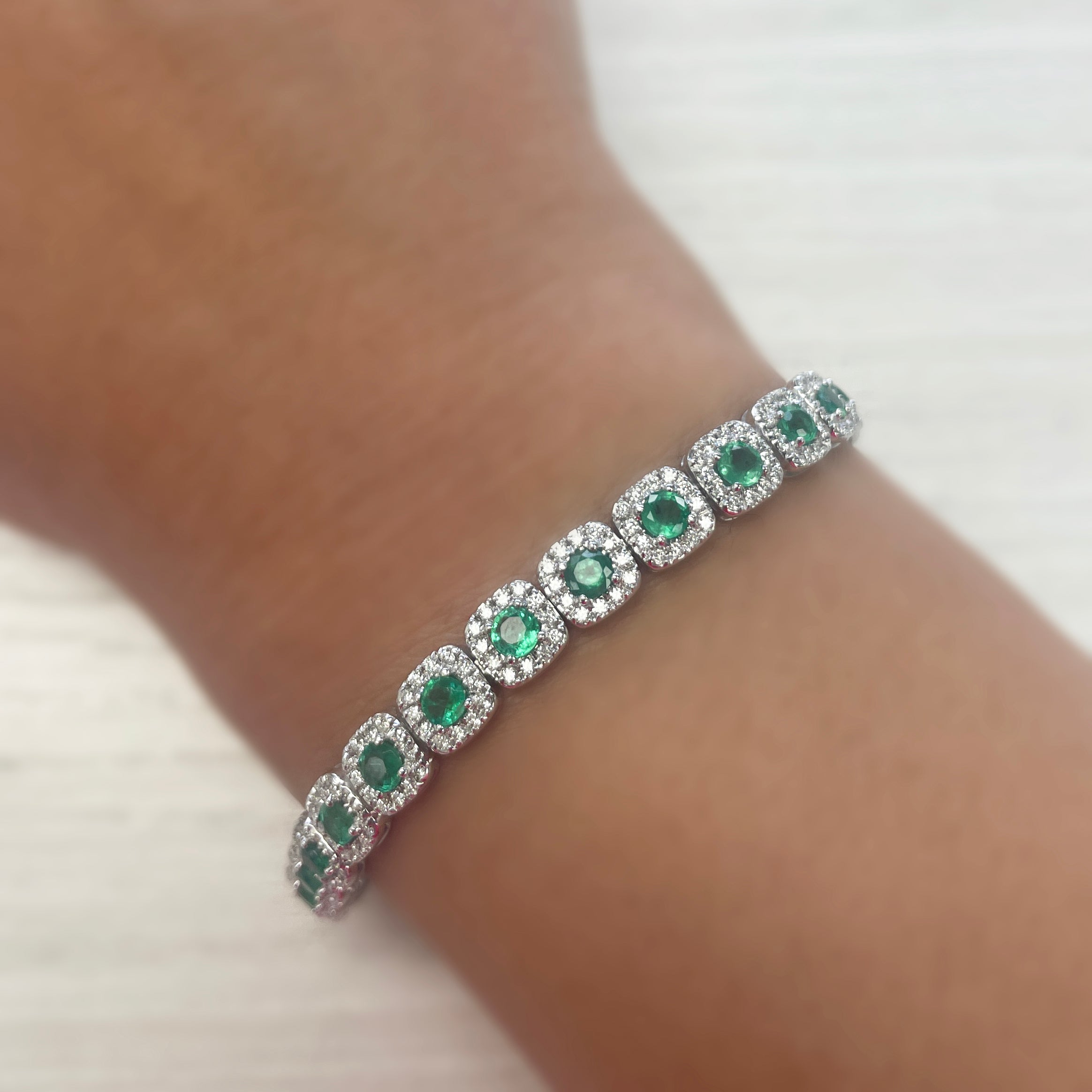 14K Gold Emerald & Diamond Bracelet