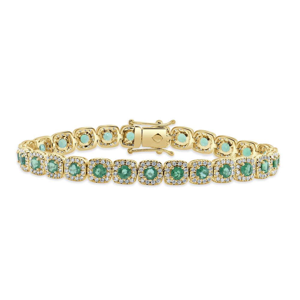 14K Gold Emerald & Diamond Bracelet