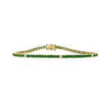14K Gold Diamond & Emerald Tennis Bracelet - 3.96 CT