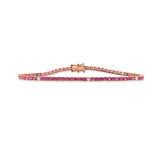 14K Gold Diamond & Pink Sapphire Tennis Bracelet