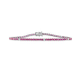 14K Gold Diamond & Pink Sapphire Tennis Bracelet