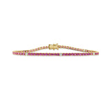 14K Gold Diamond & Pink Sapphire Tennis Bracelet