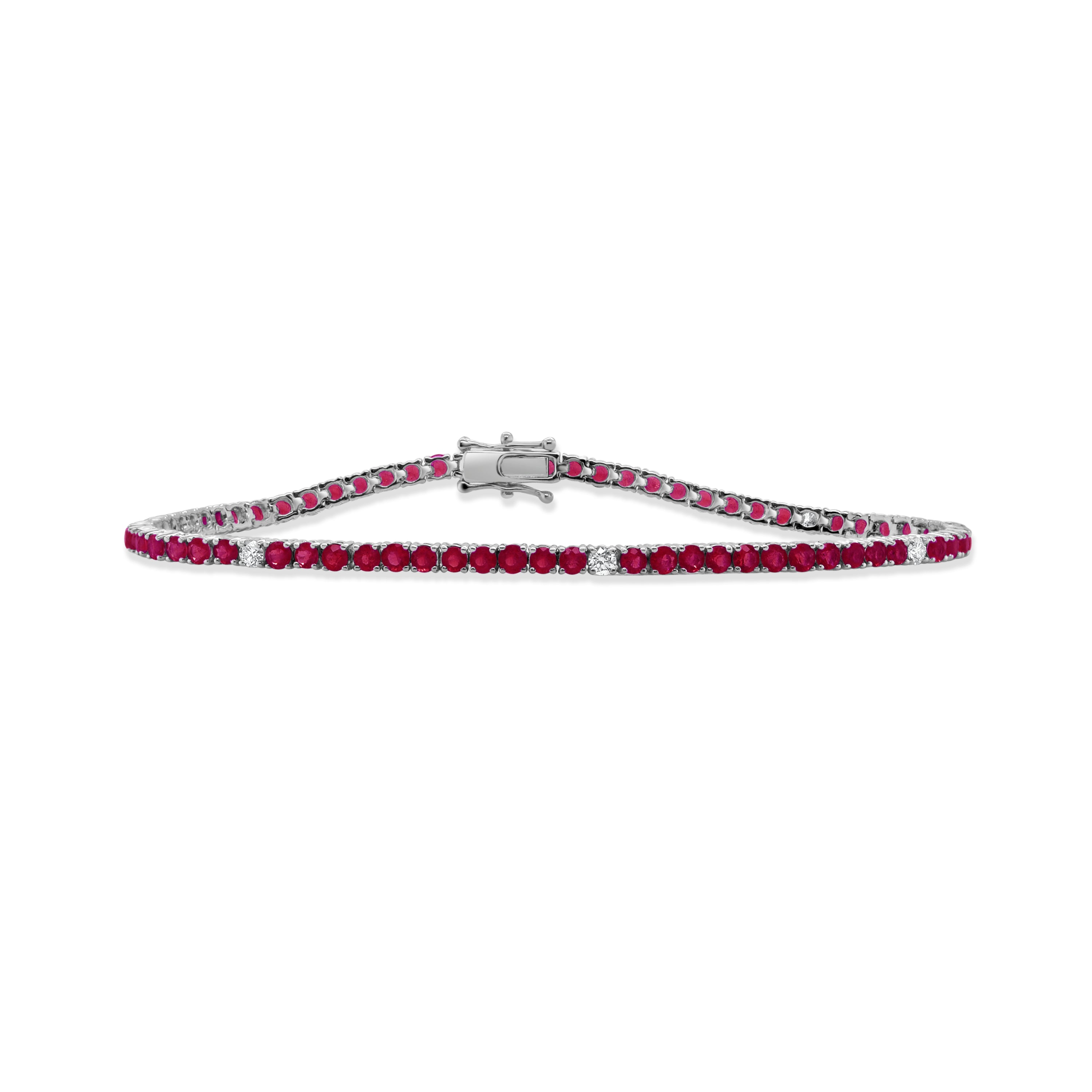 14K Gold Diamond & Ruby Tennis Bracelet- 4.62 CT