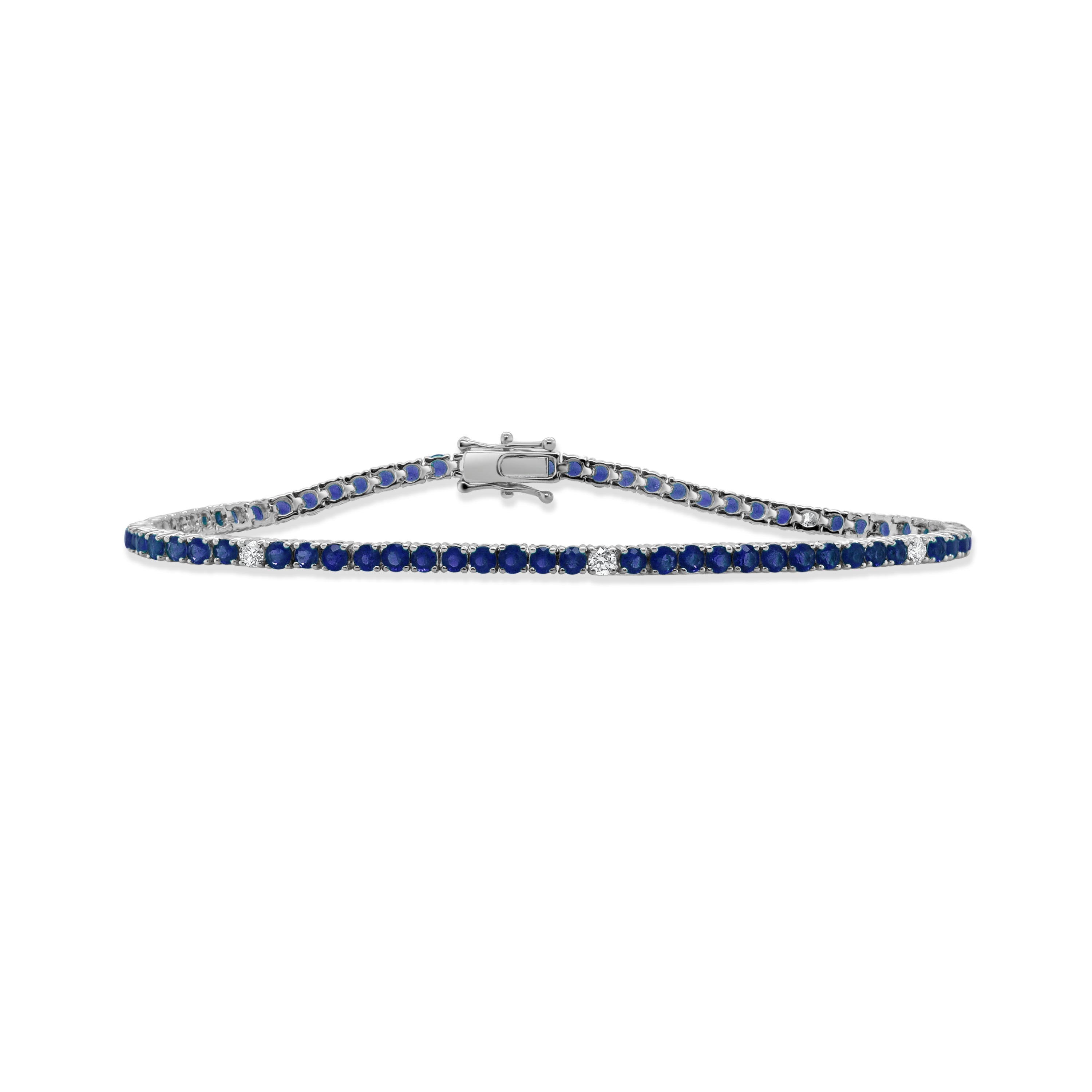14K Gold Diamond & Sapphire Tennis Bracelet - 4.62 CT