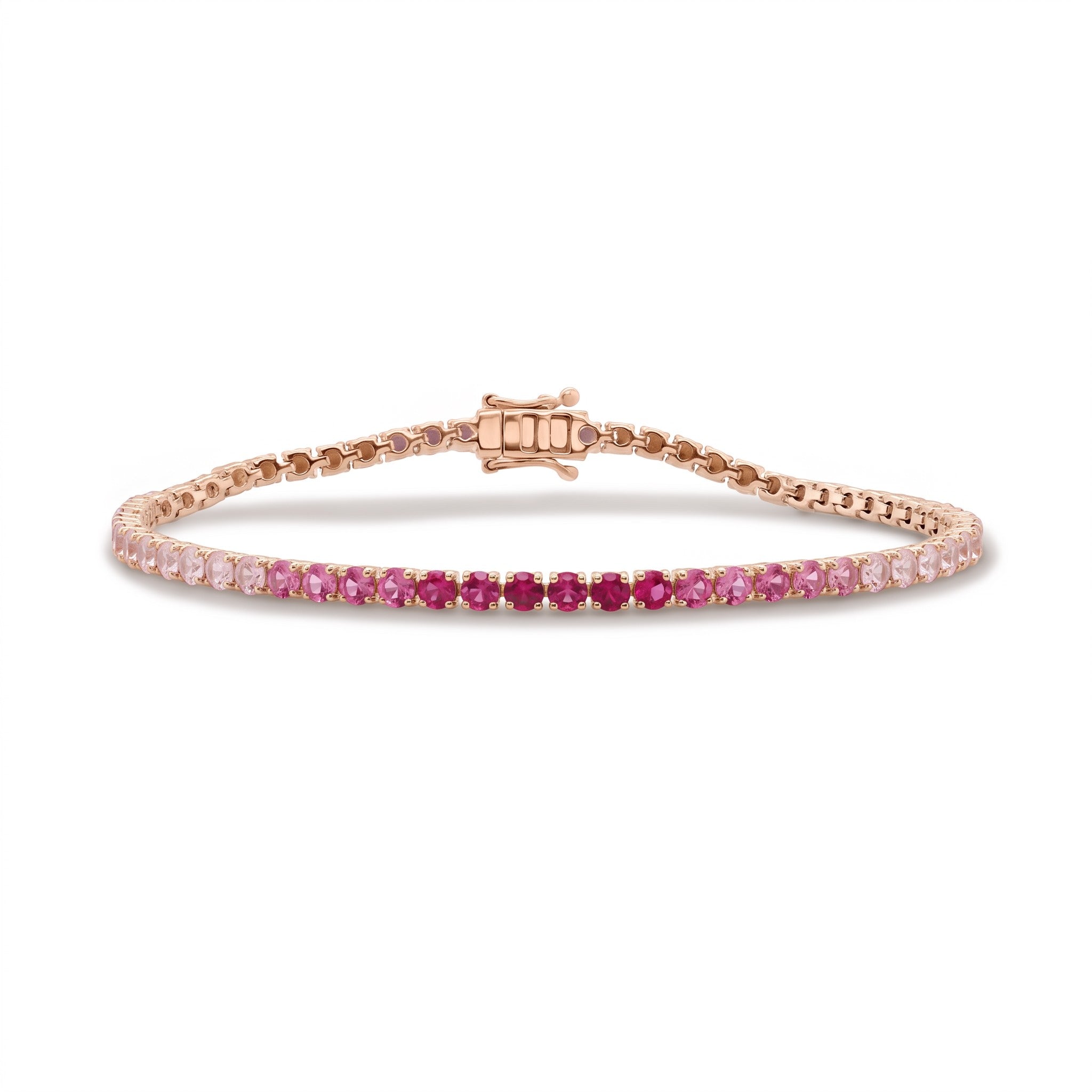 14K Gold Pink Sapphire Ombre Tennis Bracelet - 4.80CT