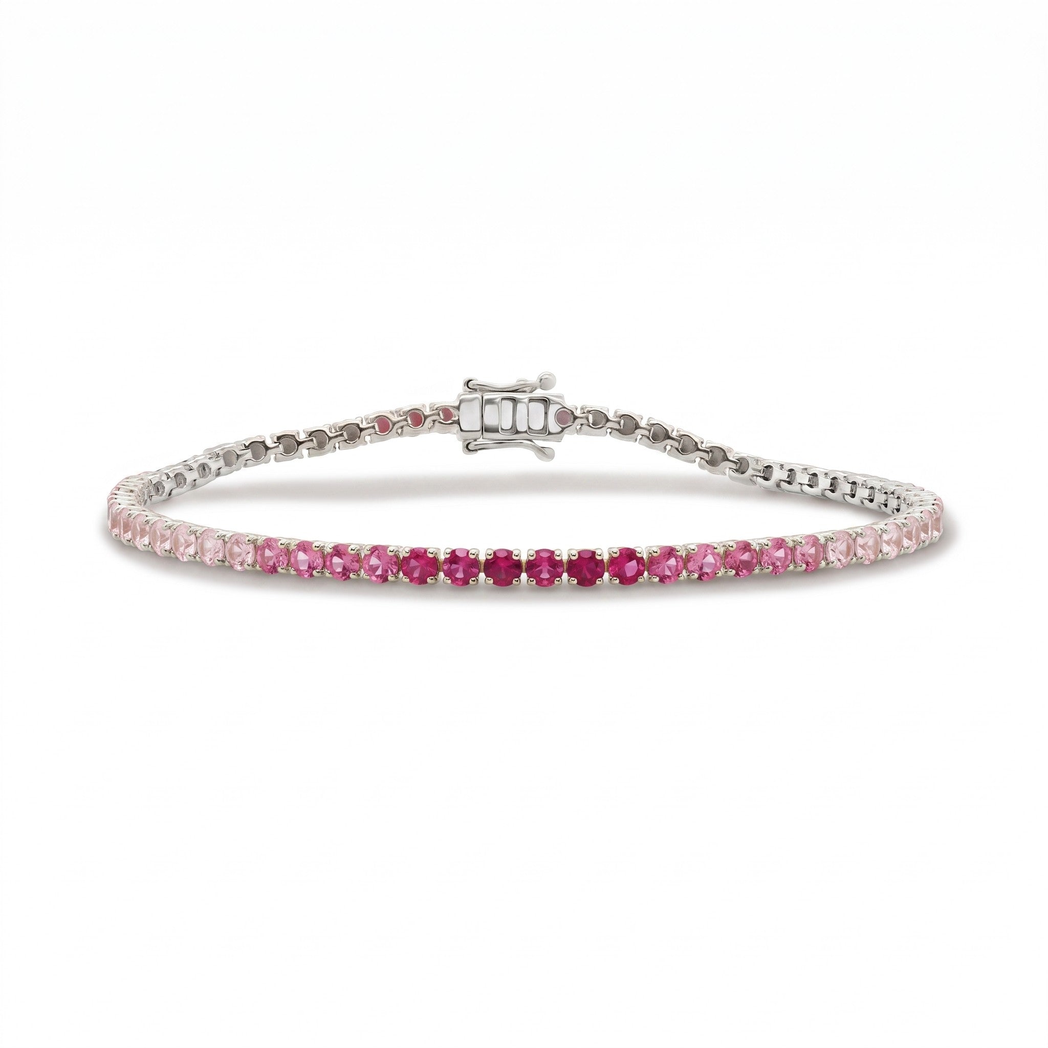 14K Gold Pink Sapphire Ombre Tennis Bracelet - 4.80CT