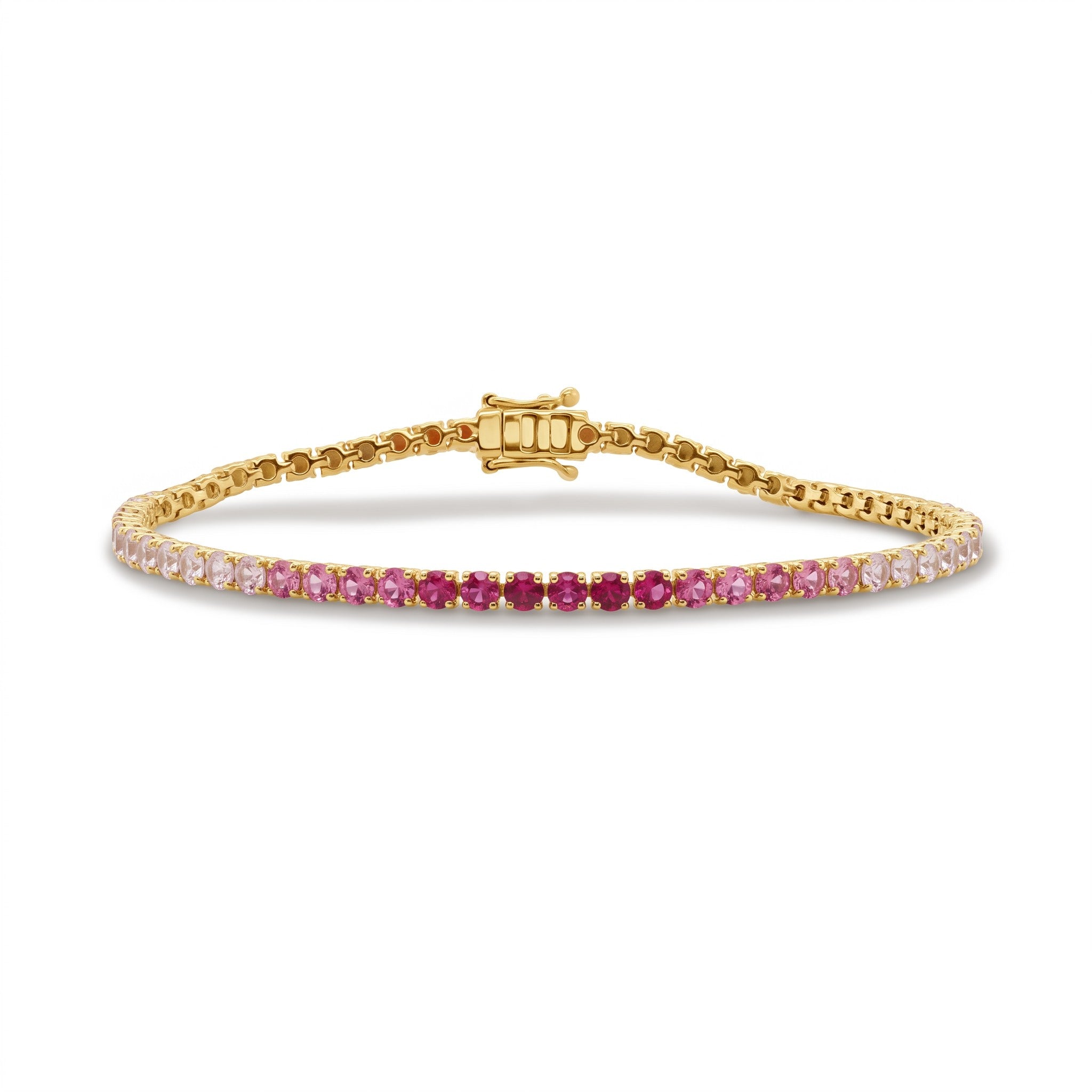 14K Gold Pink Sapphire Ombre Tennis Bracelet - 4.80CT