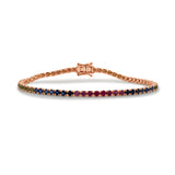 14K Gold Rainbow Sapphire Tennis Bracelet - 5.12 CT