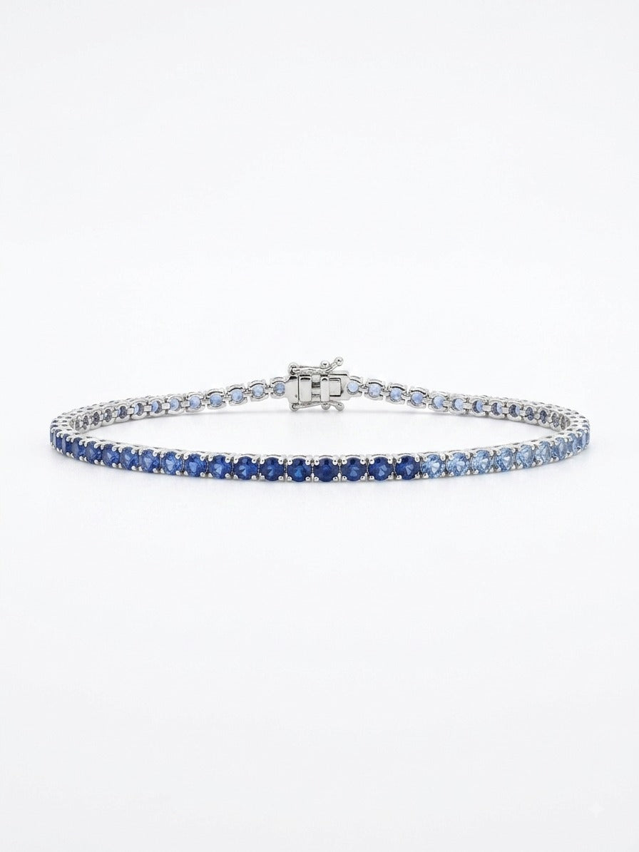 14K Gold Sapphire Tennis Ombre Bracelet - 5.04 CT