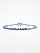 14K Gold Sapphire Tennis Ombre Bracelet - 5.04 CT