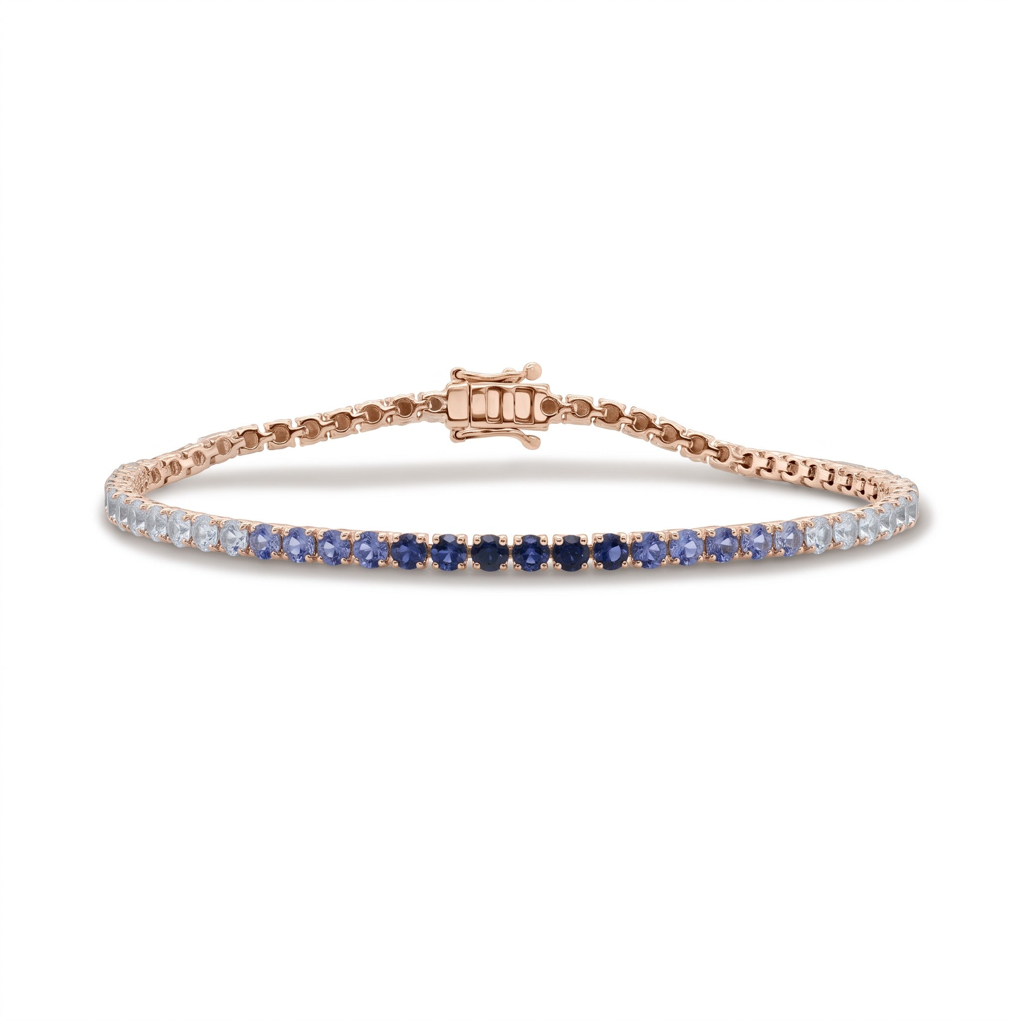 14K Gold Sapphire Tennis Ombre Bracelet - 5.04 CT